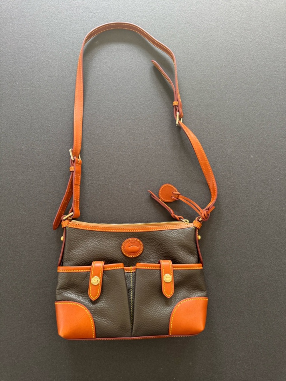 Compact Brown and Tan Leather Crossbody Bag